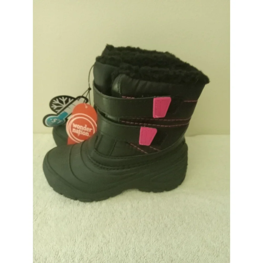 Wonder Nation Size 10 Girls Temperature Rated Winter Boots black pink NWT